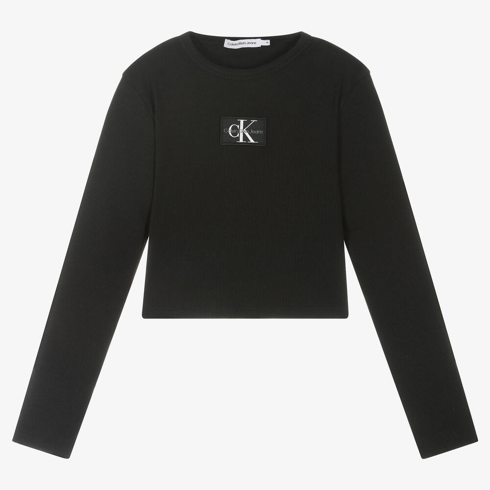 Calvin Klein Jeans - Черный укороченный топ для девочек-подростков | Childrensalon