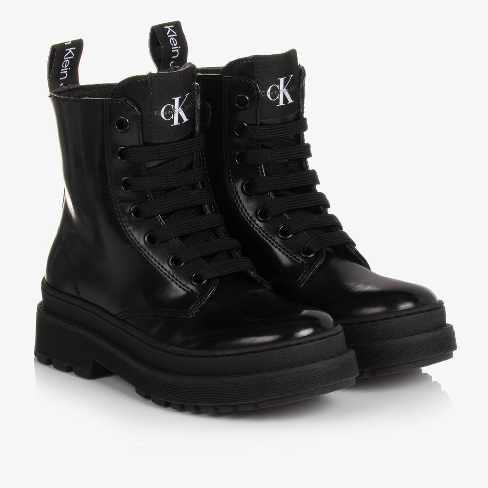 Calvin Klein - Teen Girls Black Faux Leather Boots | Childrensalon