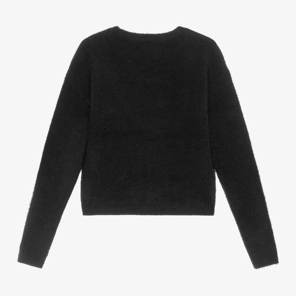 Girls black fluffy jumper on sale