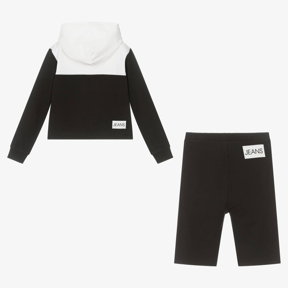 Calvin Klein Jeans Teen Girls Black Hoodie Shorts Set