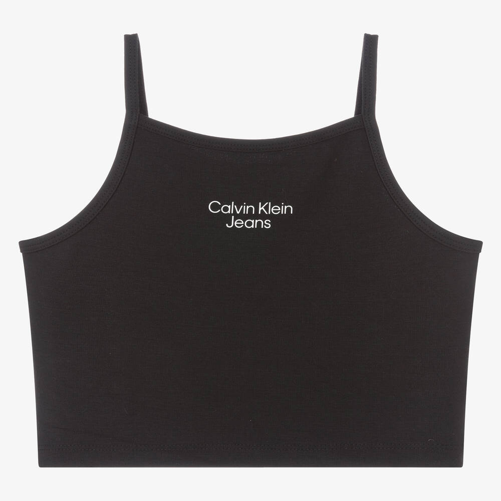 Calvin Klein Jeans - Teen Girls Black Logo Crop Top | Childrensalon