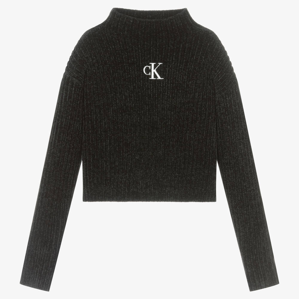 Calvin Klein Jeans - Teen Girls Black Logo Sweater | Childrensalon Outlet | Strickpullover