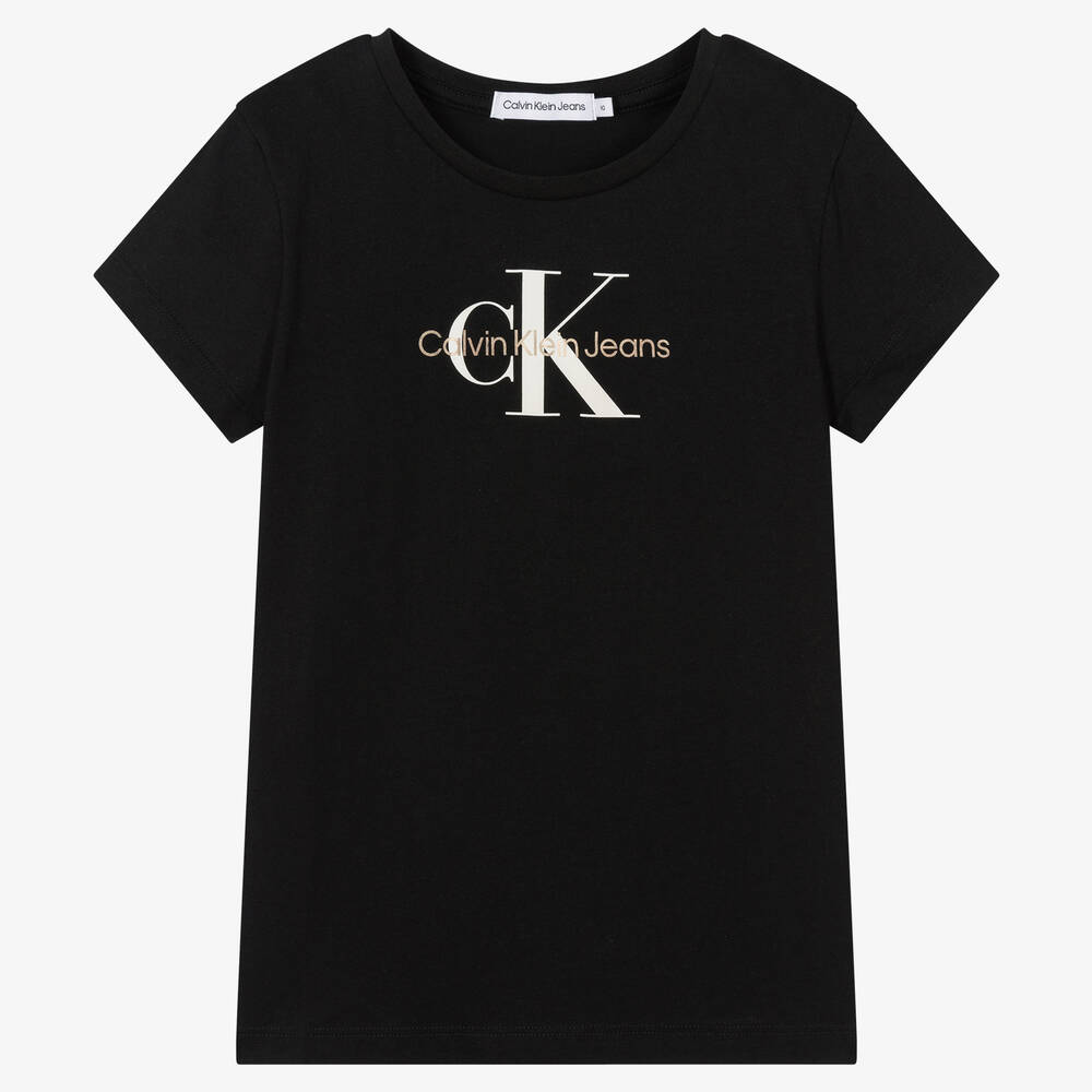 Calvin Klein Jeans - Teen Girls Black Logo T-Shirt | Childrensalon Outlet