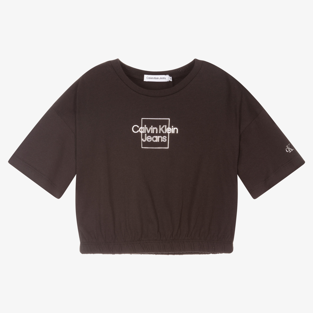 Calvin Klein Jeans - Teen Girls Black Logo T-Shirt | Childrensalon