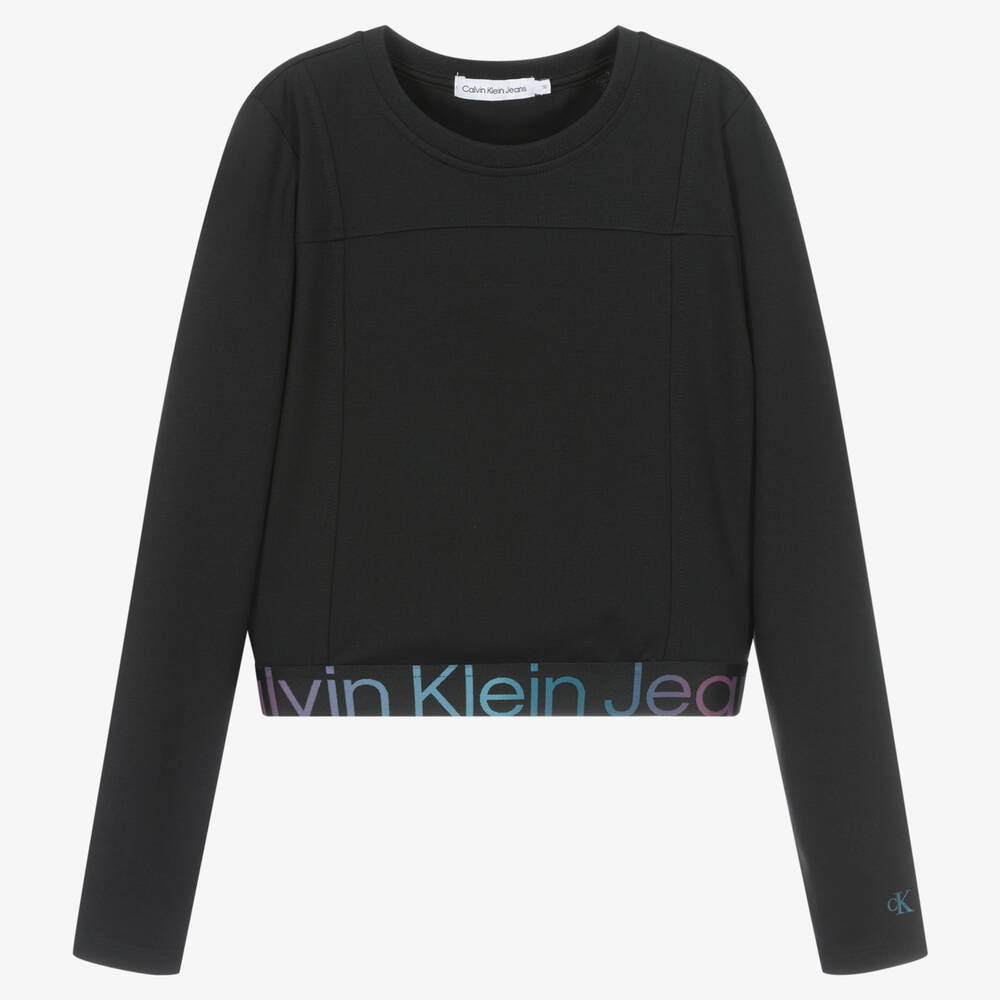 Calvin Klein - Черный трикотажный кроп-топ | Childrensalon