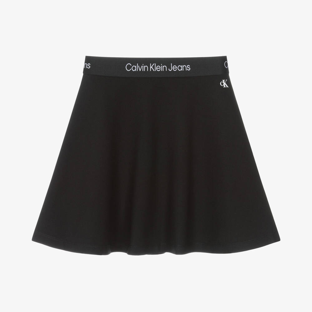 Calvin Klein - تنورة تينز بناتي ميلانو جيرسي لون أسود | Childrensalon