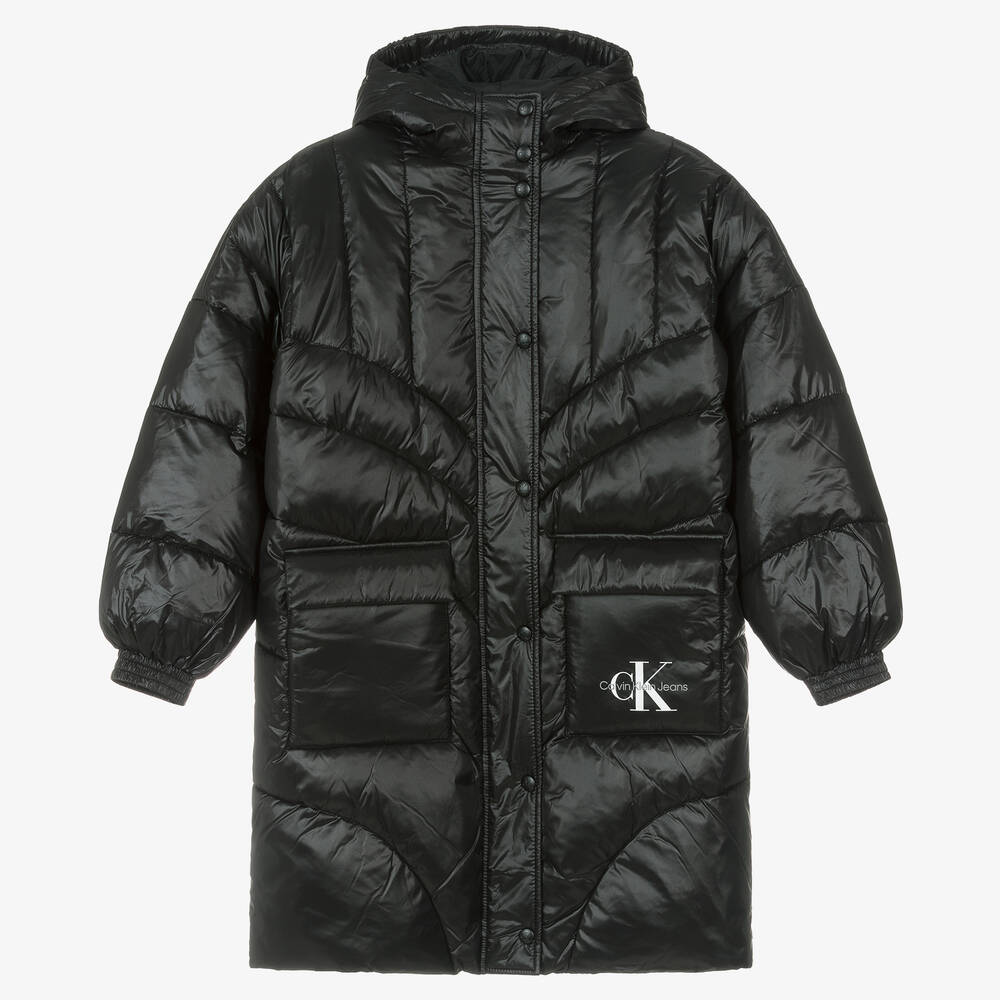 Calvin Klein - Schwarzer Monogramm-Steppmantel | Childrensalon