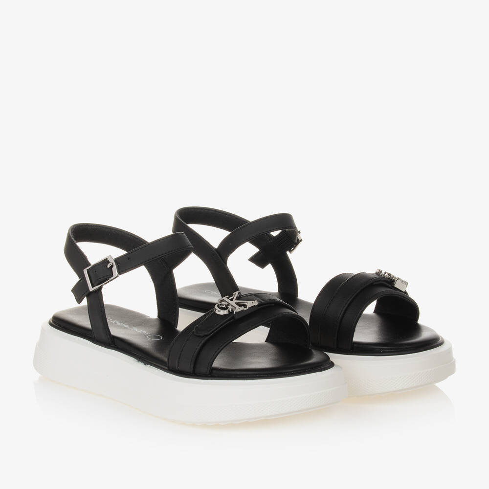 Teen Girls Black Platform Sandals