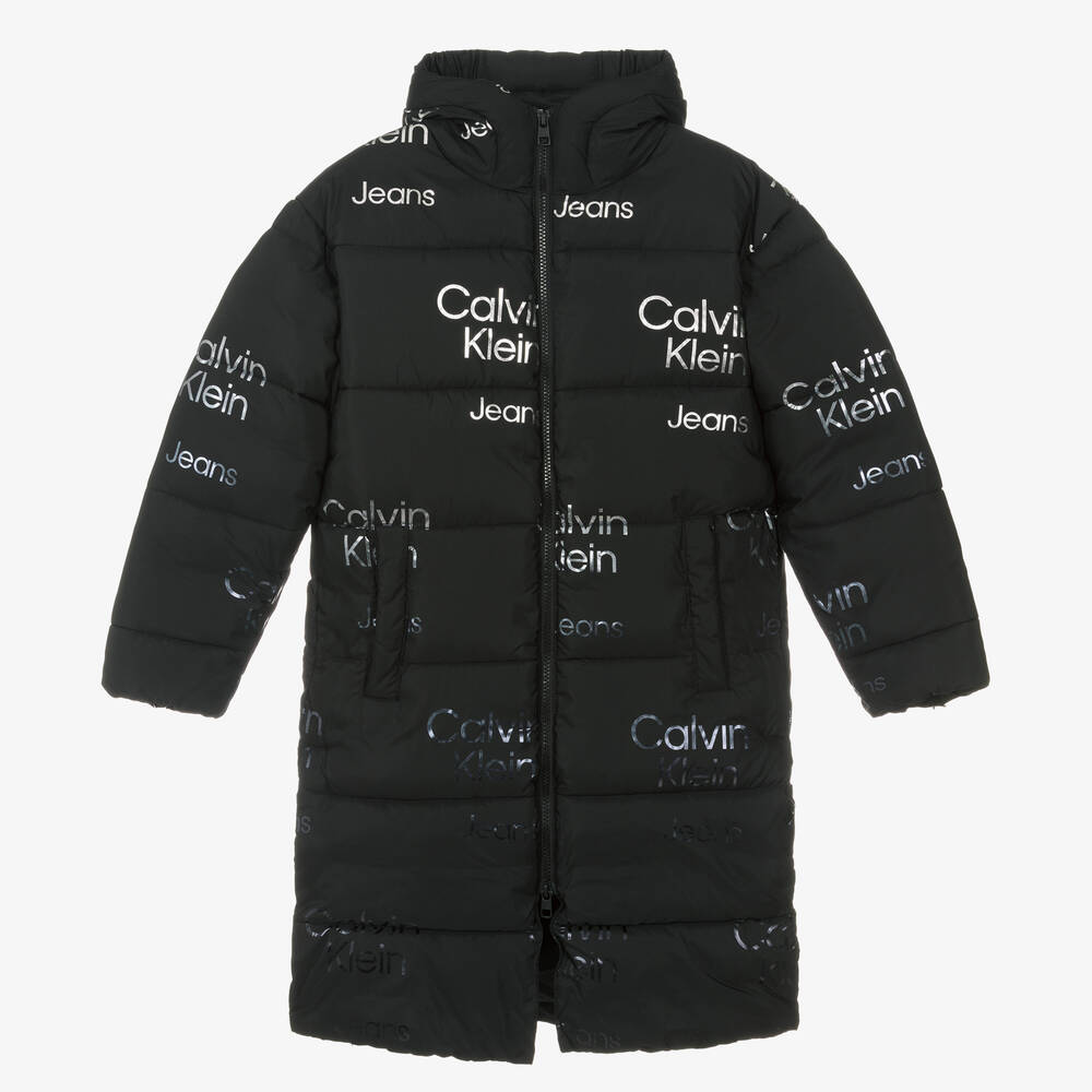 Calvin Klein Jeans - معطف بافر تينز بناتي لون أسود | Childrensalon