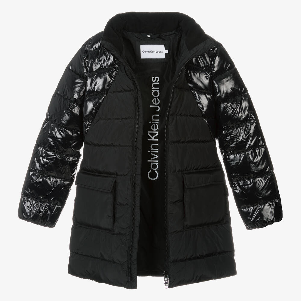 Calvin Klein Jeans-Teen Girls Black Puffer Coat | Childrensalon Outlet