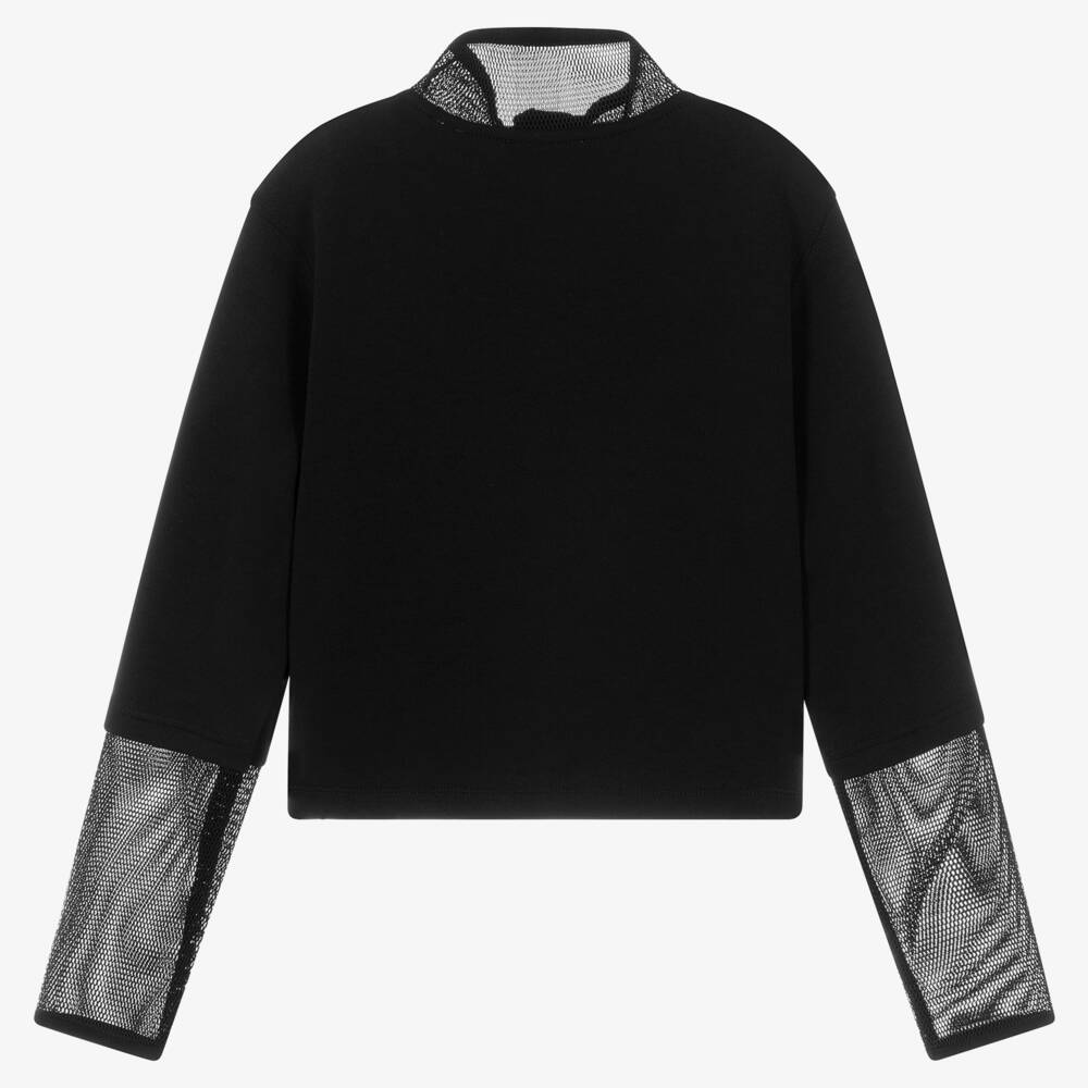 Calvin Klein Jeans-سويتشيرت تينز بناتي قطن جيرسي لون أسود | Childrensalon Outlet