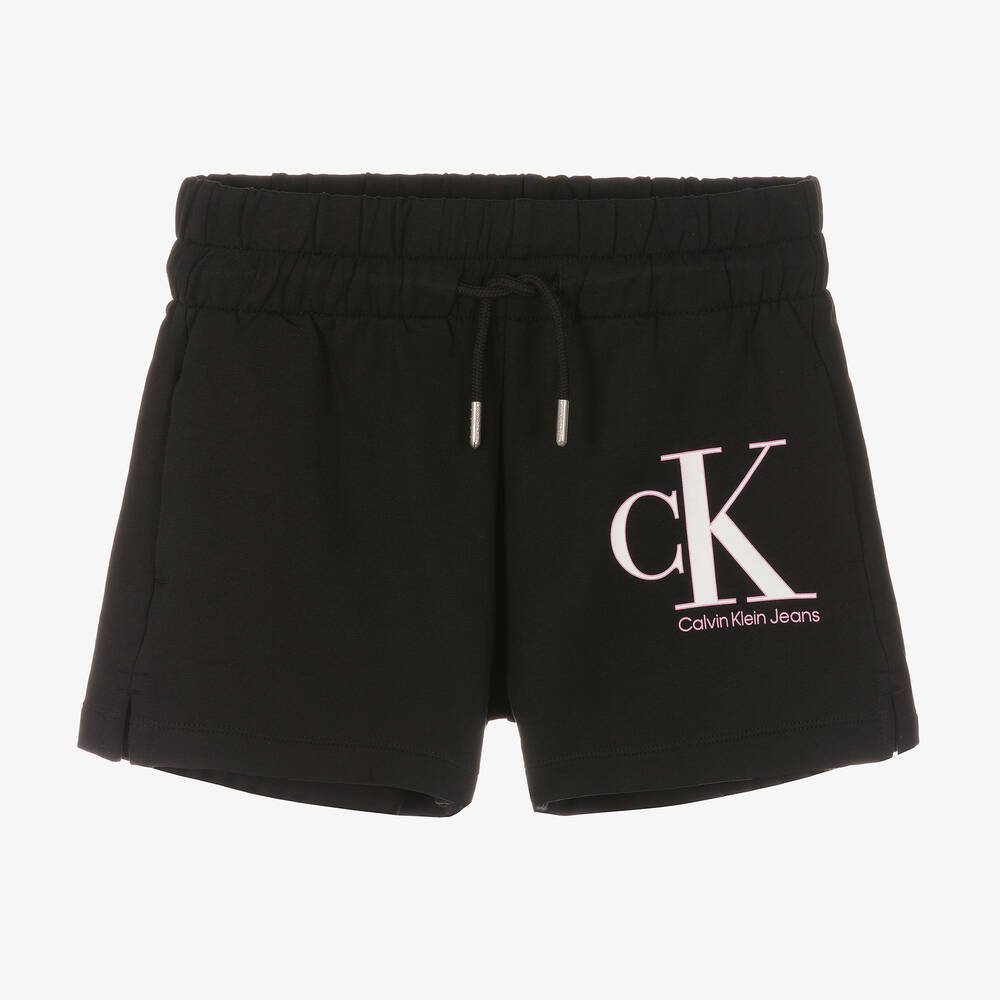 Calvin Klein Jeans - Teen Girls Black Reveal Monogram Logo Shorts | Childrensalon