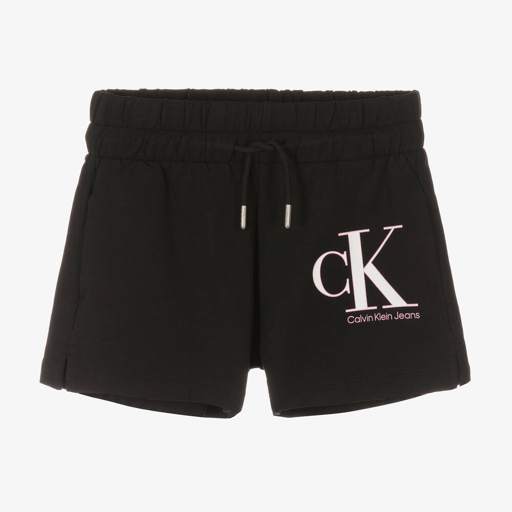 Calvin Klein Jeans-Teen Girls Black Reveal Monogram Logo Shorts | Childrensalon Outlet