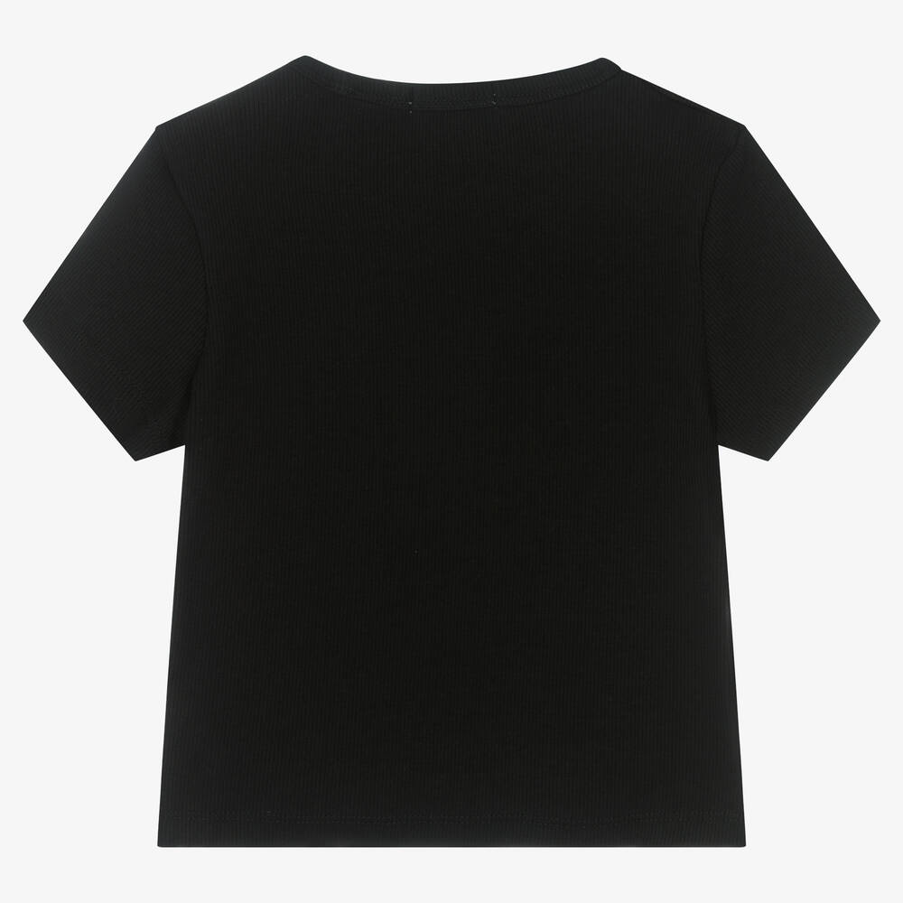 Calvin Klein Джинсы-Черная футболка в рубчик с нашивкой-логотипом | Childrensalon Outlet