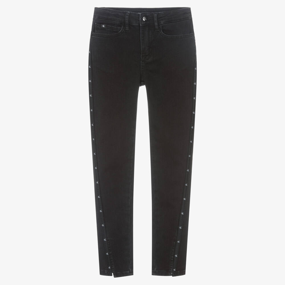 Calvin Klein Jeans - جينز سكيني تينز بناتي قطن دنيم لون أسود | Childrensalon