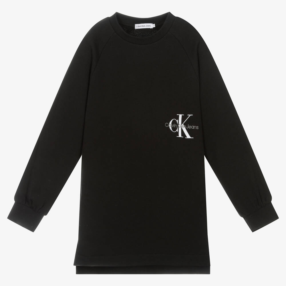 Calvin Klein Jeans - فستان سويتشيرت تينز قطن عضوي لون أسود | Childrensalon