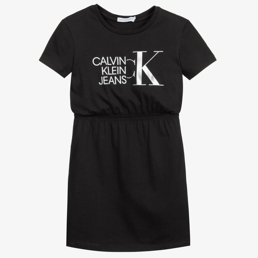 Calvin Klein Jeans-Teen Girls Black T-Shirt Dress | Childrensalon Outlet