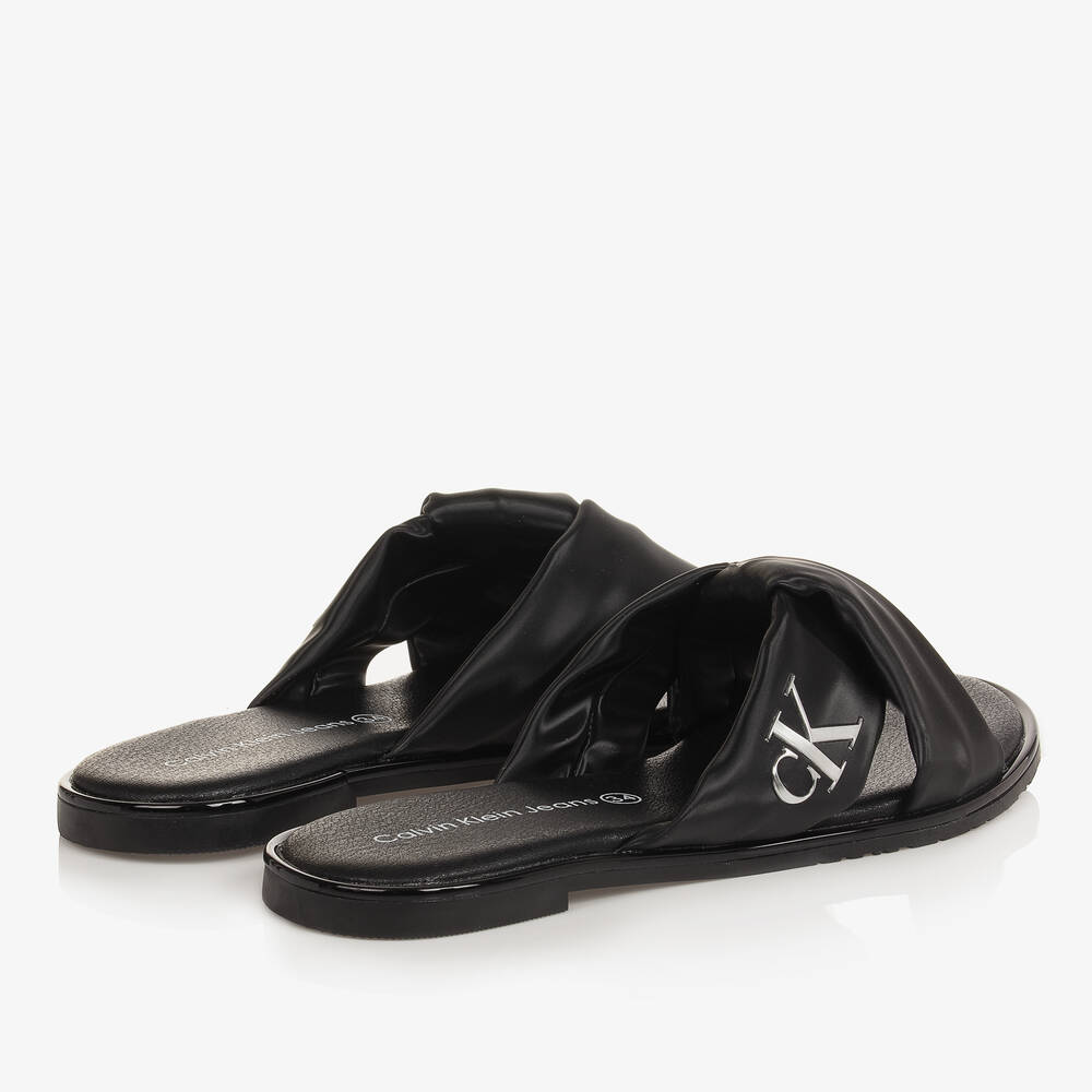 Calvin Klein-Teen Girls Black Twisted Sandals | Childrensalon Outlet