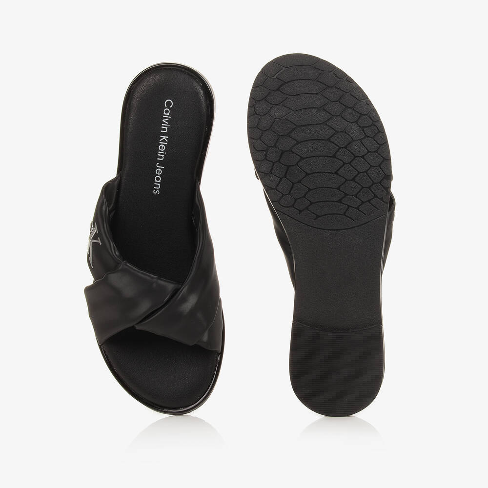 Calvin Klein-Teen Girls Black Twisted Sandals | Childrensalon Outlet