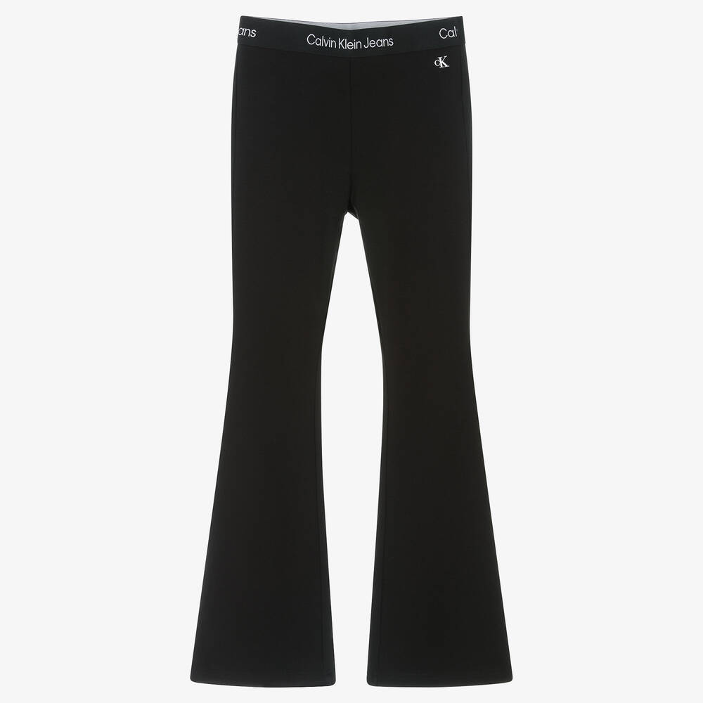 Calvin Klein - Pantalon noir évasé en viscose ado | Childrensalon