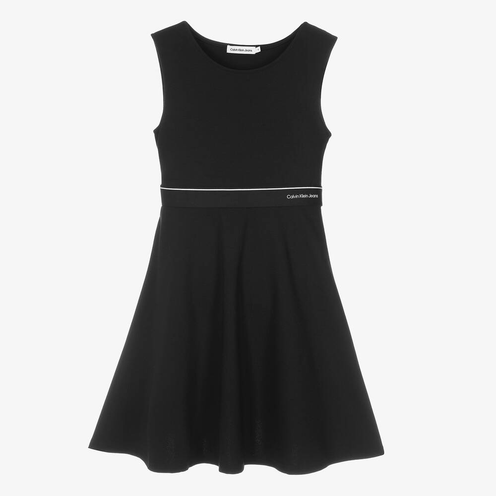 Teen Girls Black Viscose Jersey Dress