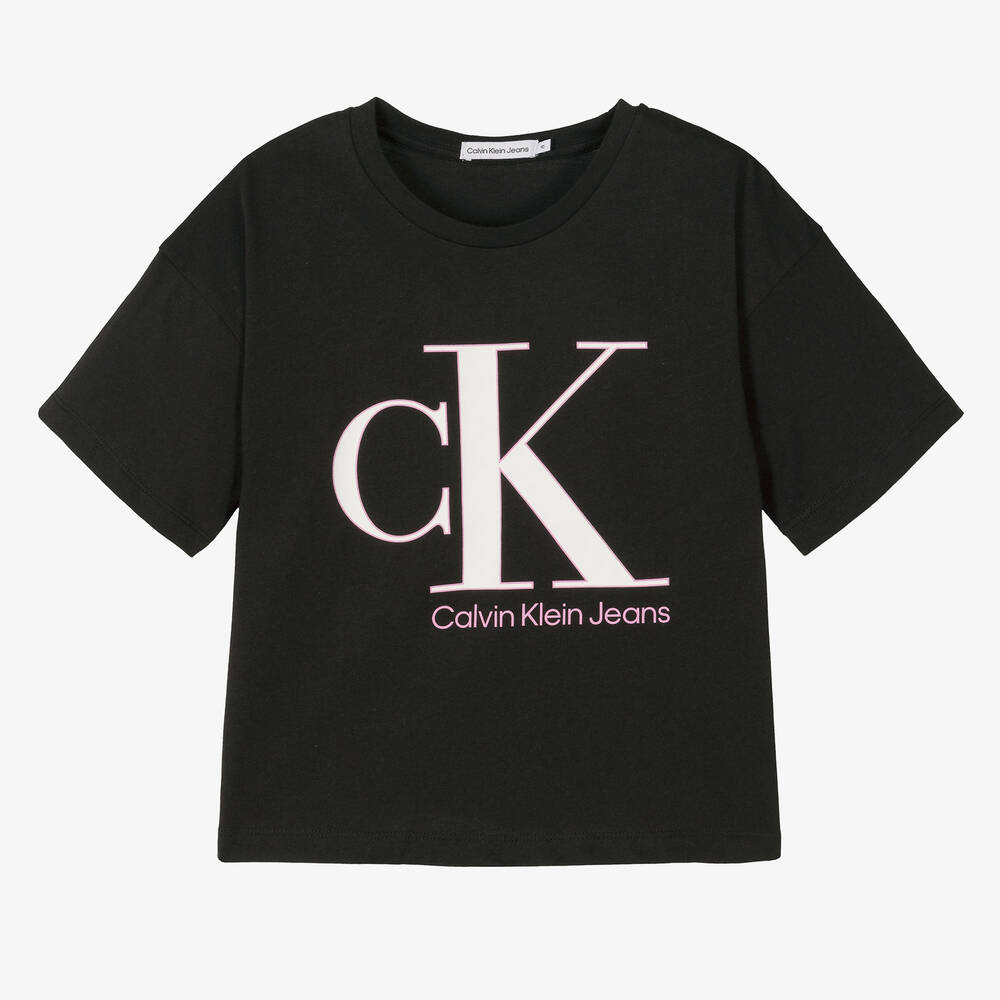 Calvin Klein Jeans Teen Girls Black White Logo T Shirt