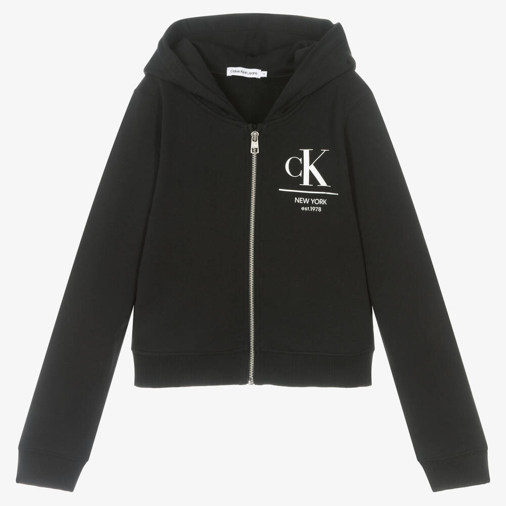 Calvin Klein Jeans - Schwarzes Teen Oberteil mit Reißverschluss (M) | Childrensalon