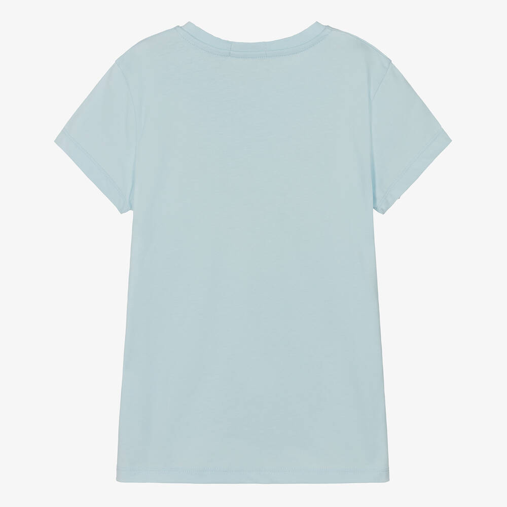 Calvin Klein-Голубая хлопковая футболка с монограммой | Childrensalon Outlet