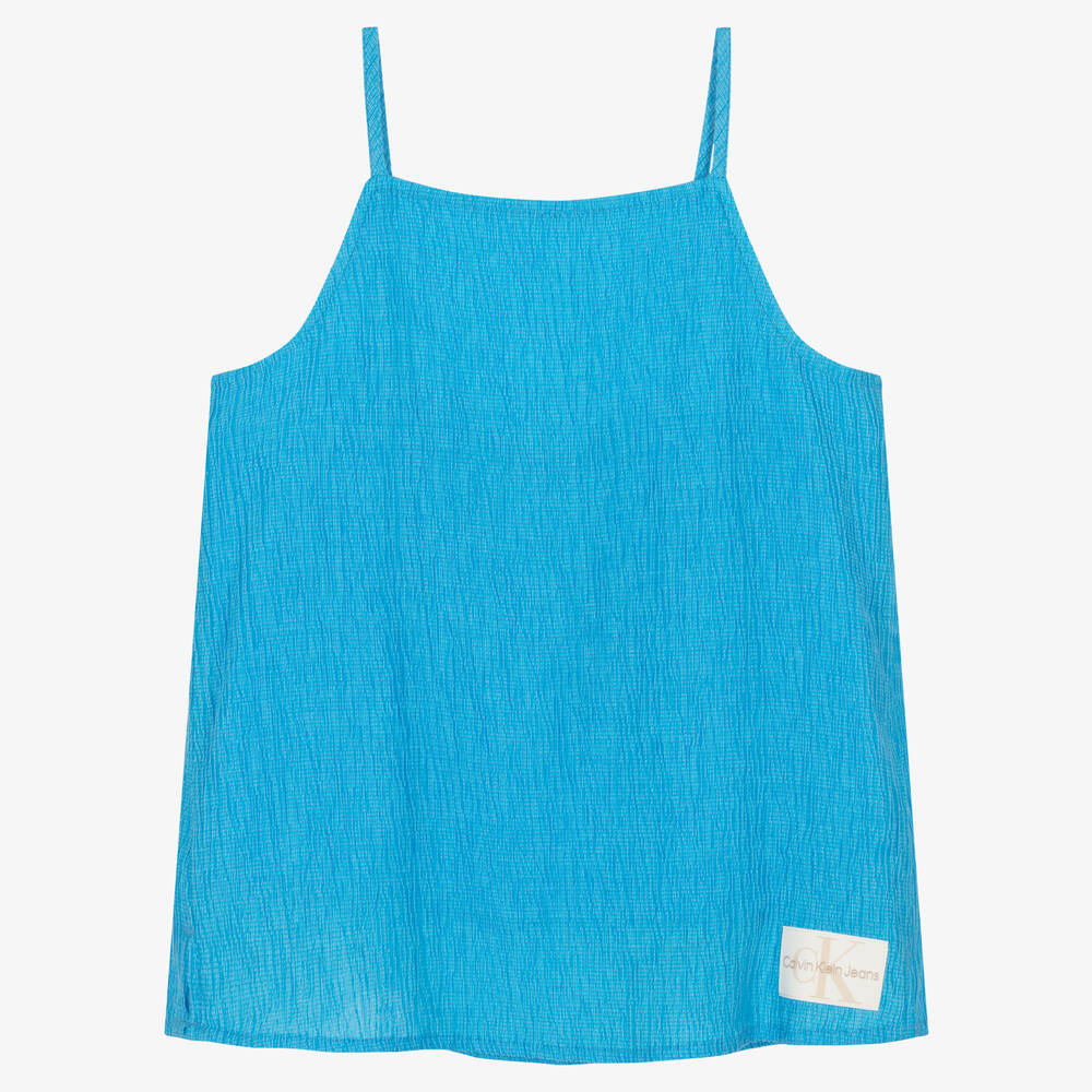 Calvin Klein Jeans - Blaues Teen Crinkle-Top für Mädchen | Childrensalon