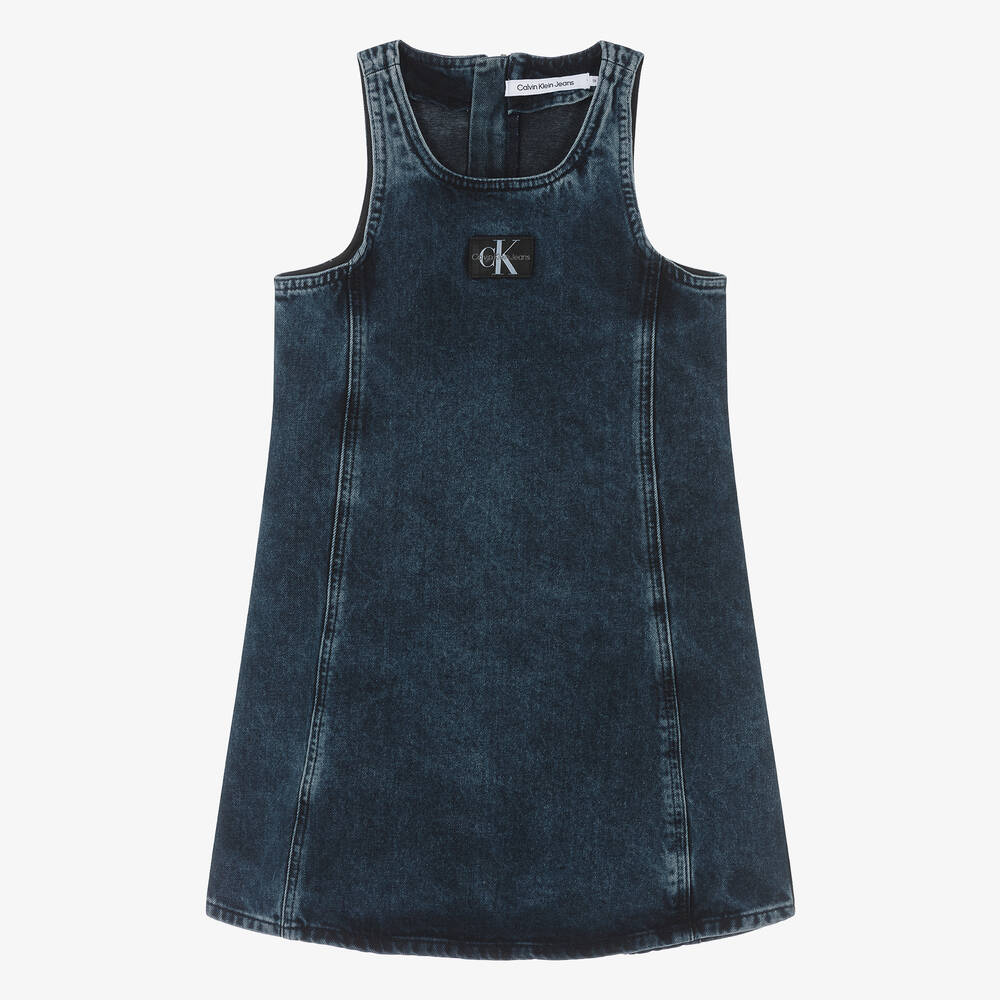 Teen Girls Blue Denim Monogram Dress