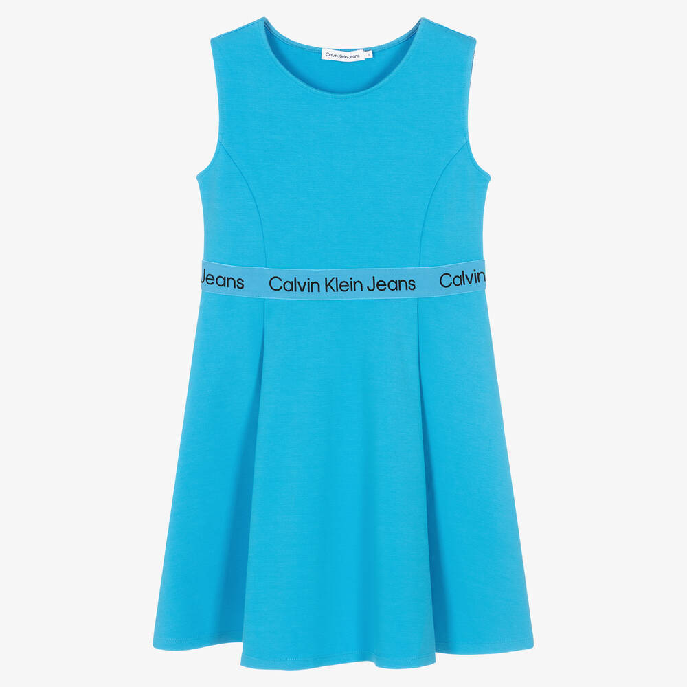 Calvin Klein Jeans - Голубое платье с логотипной лентой | Childrensalon