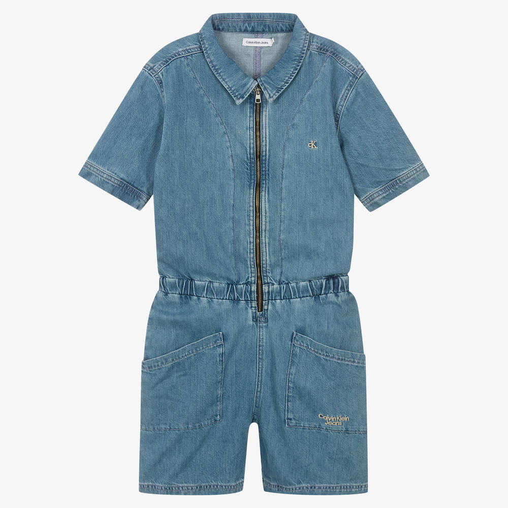 Girls clearance denim playsuit
