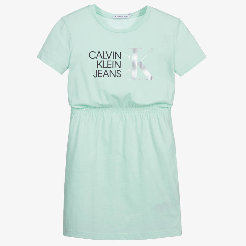 Calvin Klein Jeans-Teen Girls Green T-Shirt Dress | Childrensalon Outlet