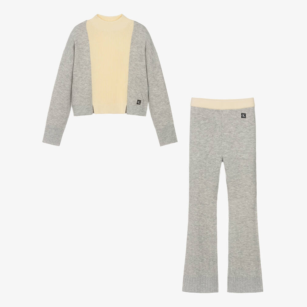 Calvin Klein-Кремово-серый трикотажный топ и брюки | Childrensalon Outlet
