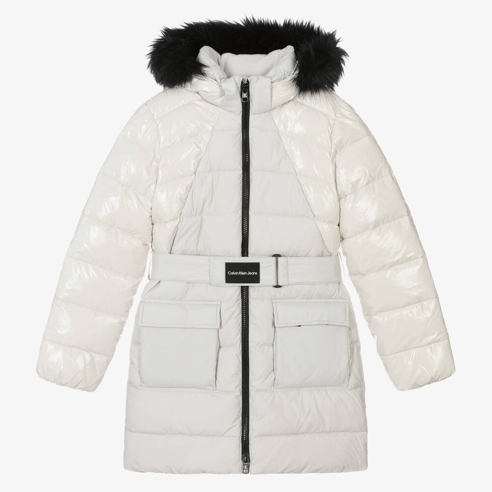 Calvin Klein Jeans - Teen Girls Grey Puffer Coat | Childrensalon