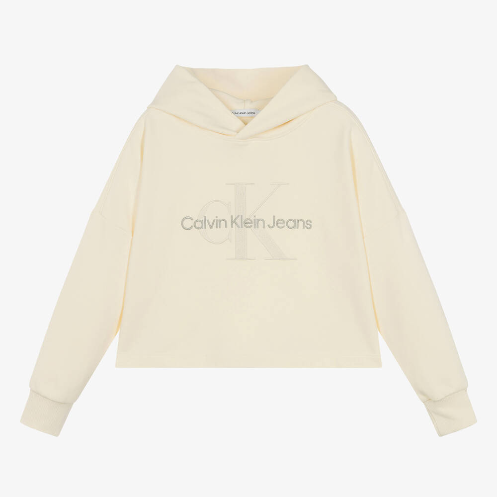 Teen Girls Ivory Cotton CK Hoodie
