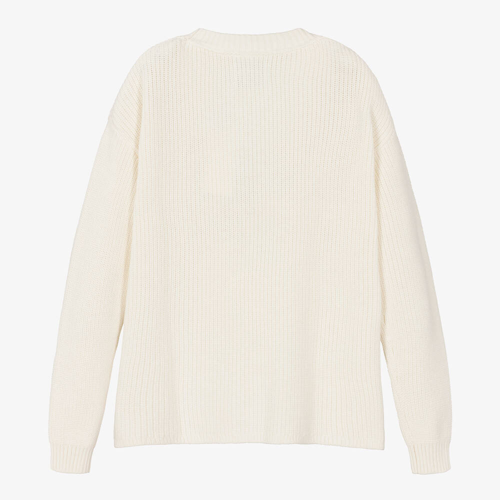 Calvin Klein-Teen Girls Ivory Cotton Knit Sweater | Childrensalon Outlet