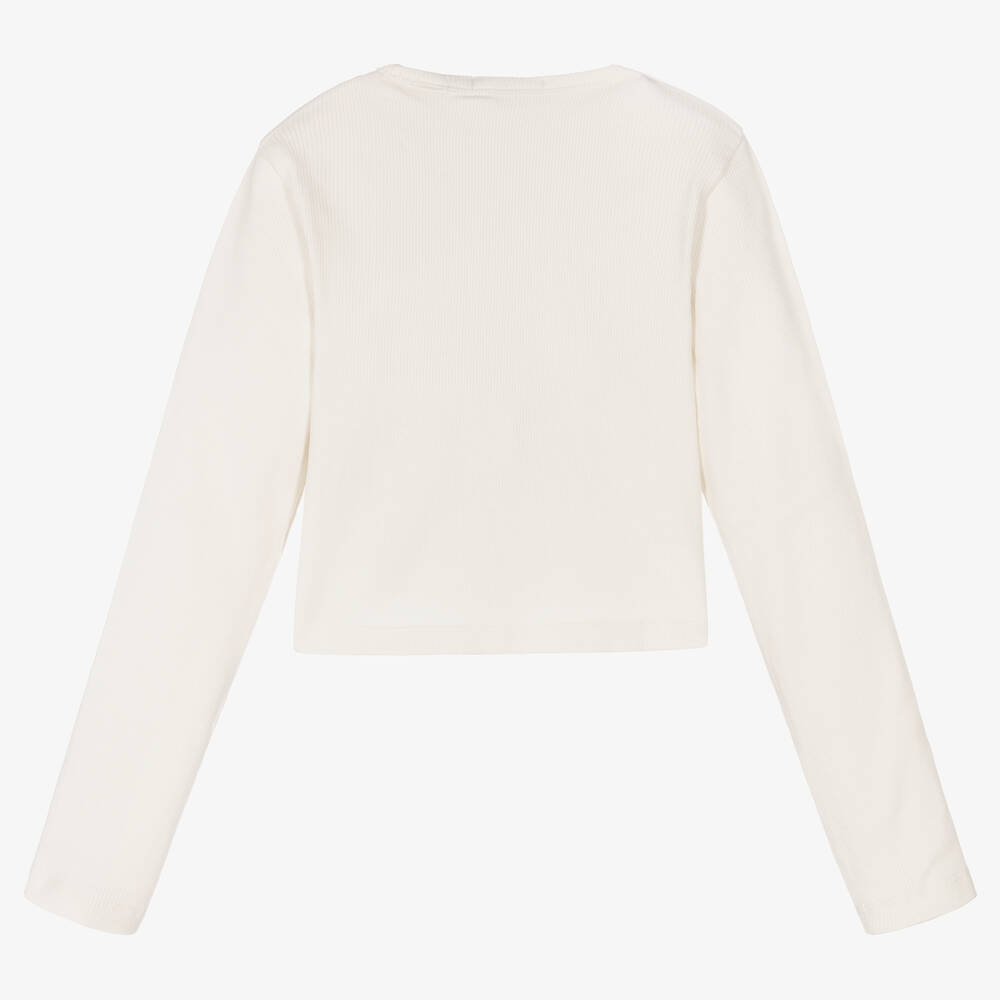 Calvin Klein Джинсы-Кремовый укороченный топ для девочек-подростков | Childrensalon Outlet