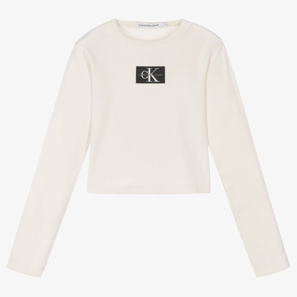 Calvin Klein Jeans - Teen Girls Ivory Cropped Top | Childrensalon