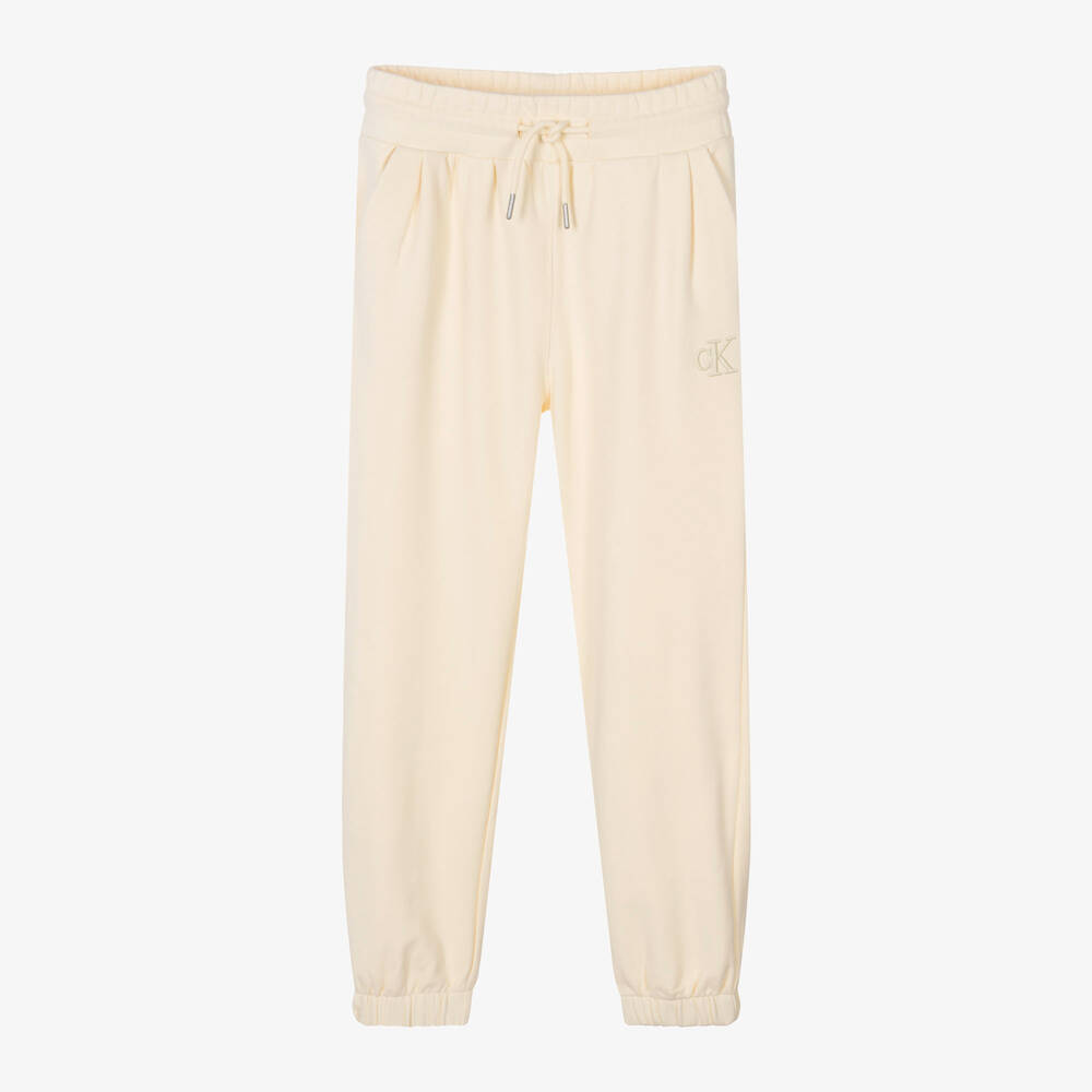 Calvin Klein-Teen Girls Ivory Embroidered Joggers  | Childrensalon Outlet