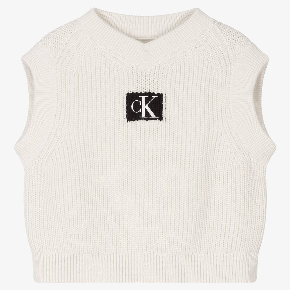 Calvin Klein Jeans - Elfenbeinfarbenes Teen Stricktop | Childrensalon