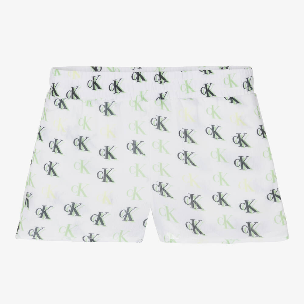 Calvin Klein Jeans-Teen Girls Ivory Logo Shorts | Childrensalon Outlet