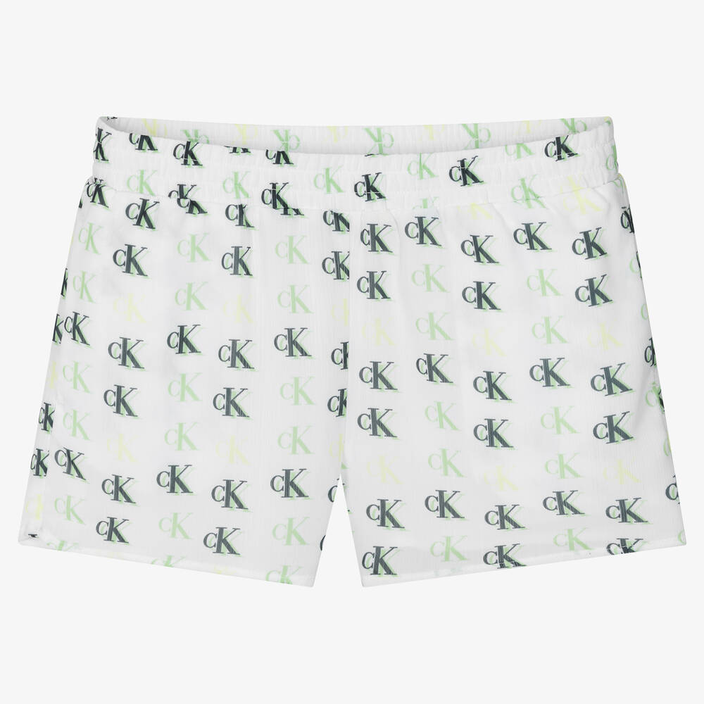Calvin Klein Jeans-Teen Girls Ivory Logo Shorts | Childrensalon Outlet