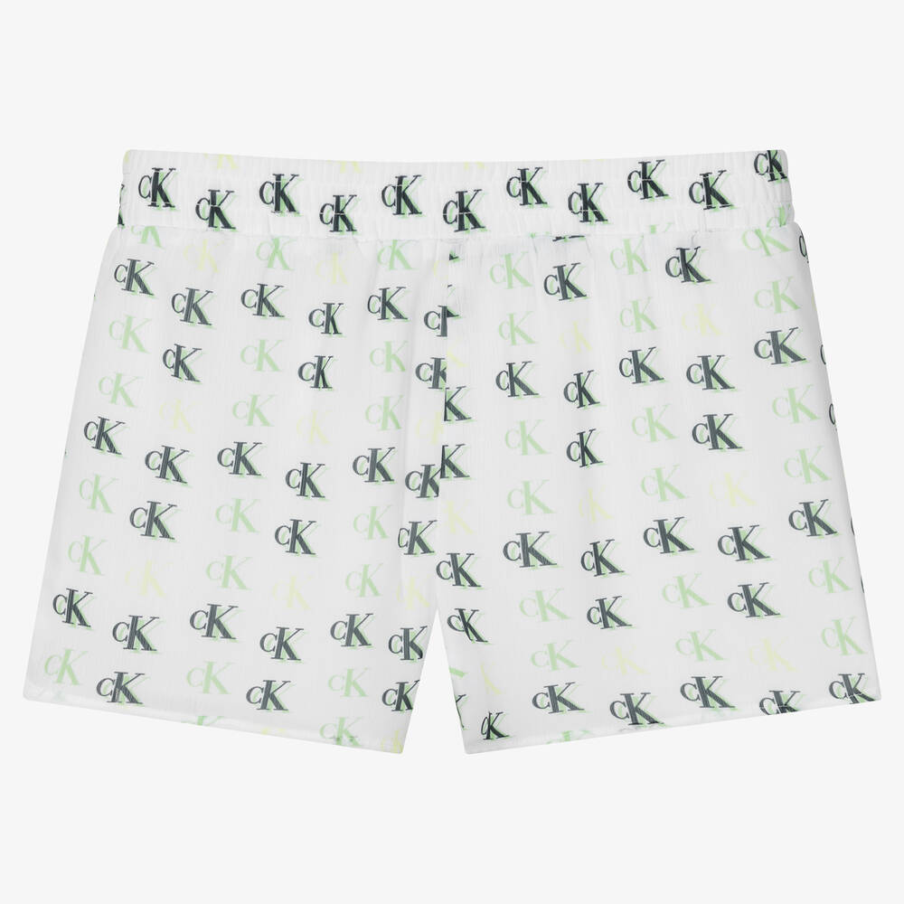 Calvin Klein Jeans-Teen Girls Ivory Logo Shorts | Childrensalon Outlet