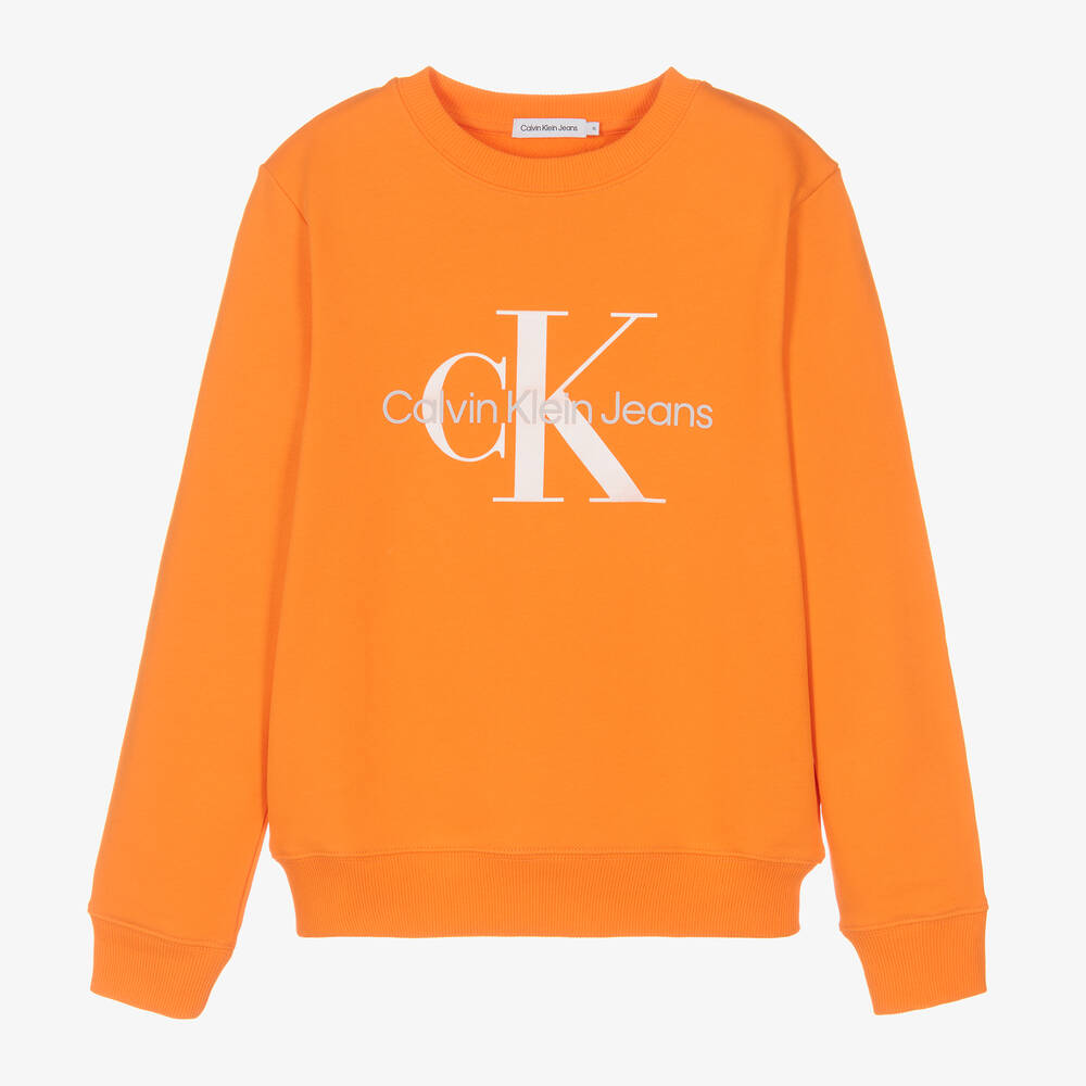 Calvin Klein Jeans - سويتشيرت تينز بناتي قطن لون برتقالي | Childrensalon