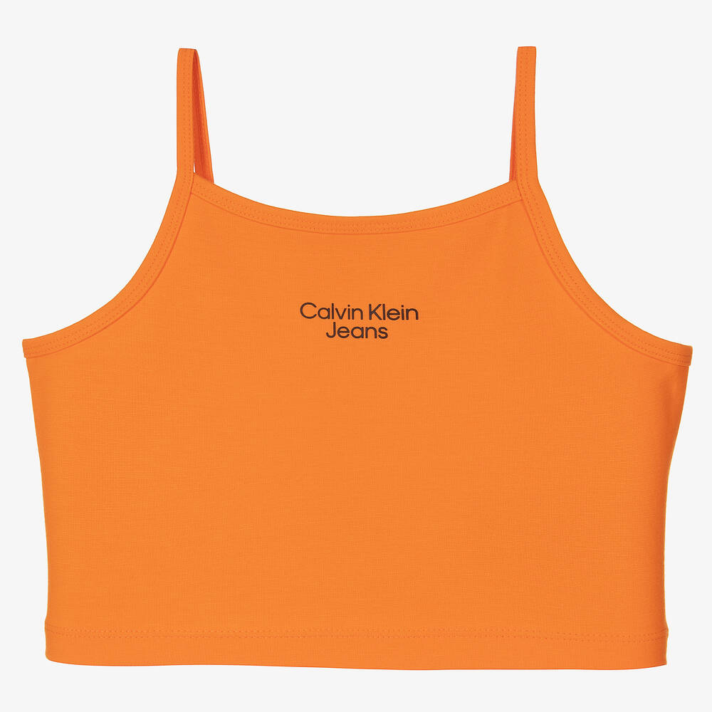Calvin Klein Jeans - Teen Girls Orange Logo Crop Top | Childrensalon