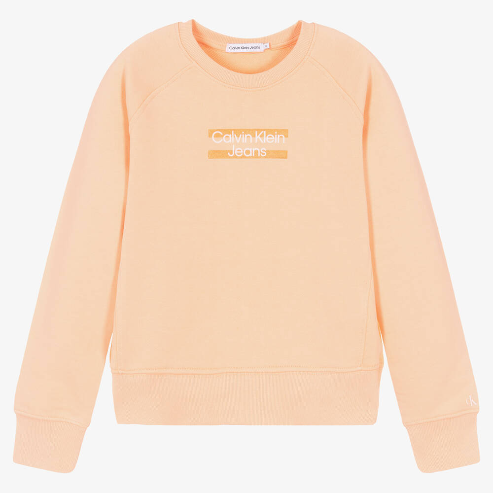 Calvin Klein Jeans - Sweat orange ado fille | Childrensalon