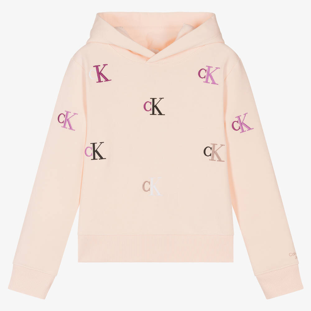 Calvin Klein Jeans - Sweat à capuche rose pâle ado fille | Childrensalon