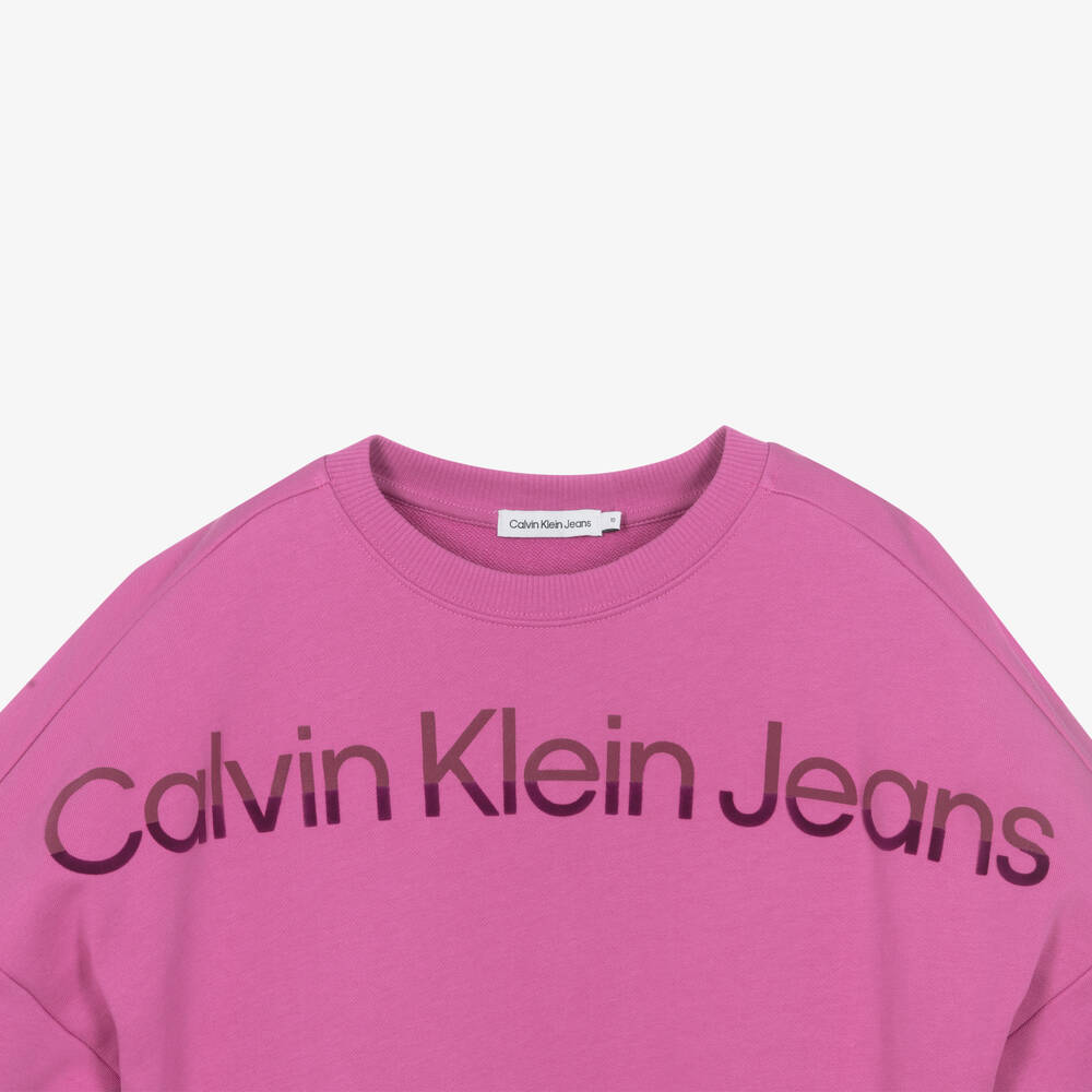 Calvin Klein-Teen Girls Pink Cotton Frilled Dress | Childrensalon Outlet
