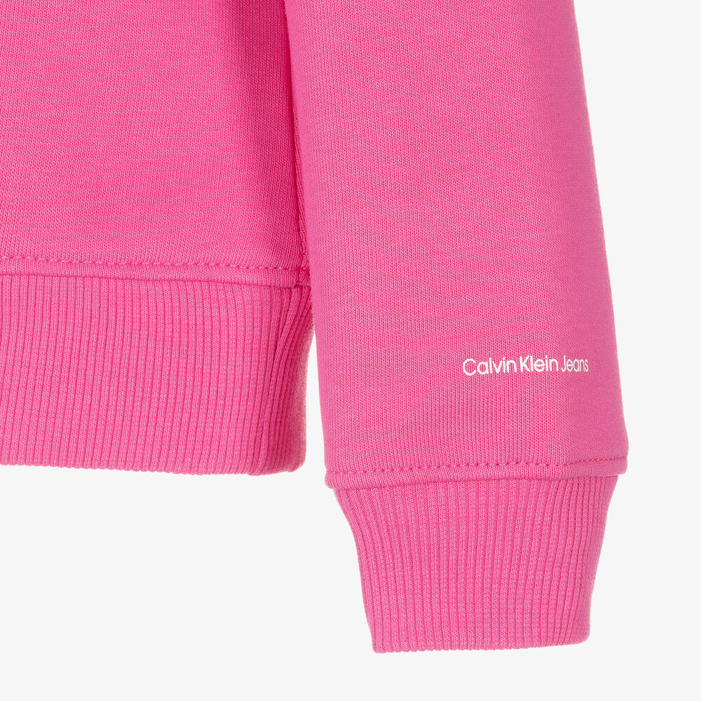 كالفين كلاين-هودي قطن جيرسي لون زهري تينز بناتي | Childrensalon Outlet